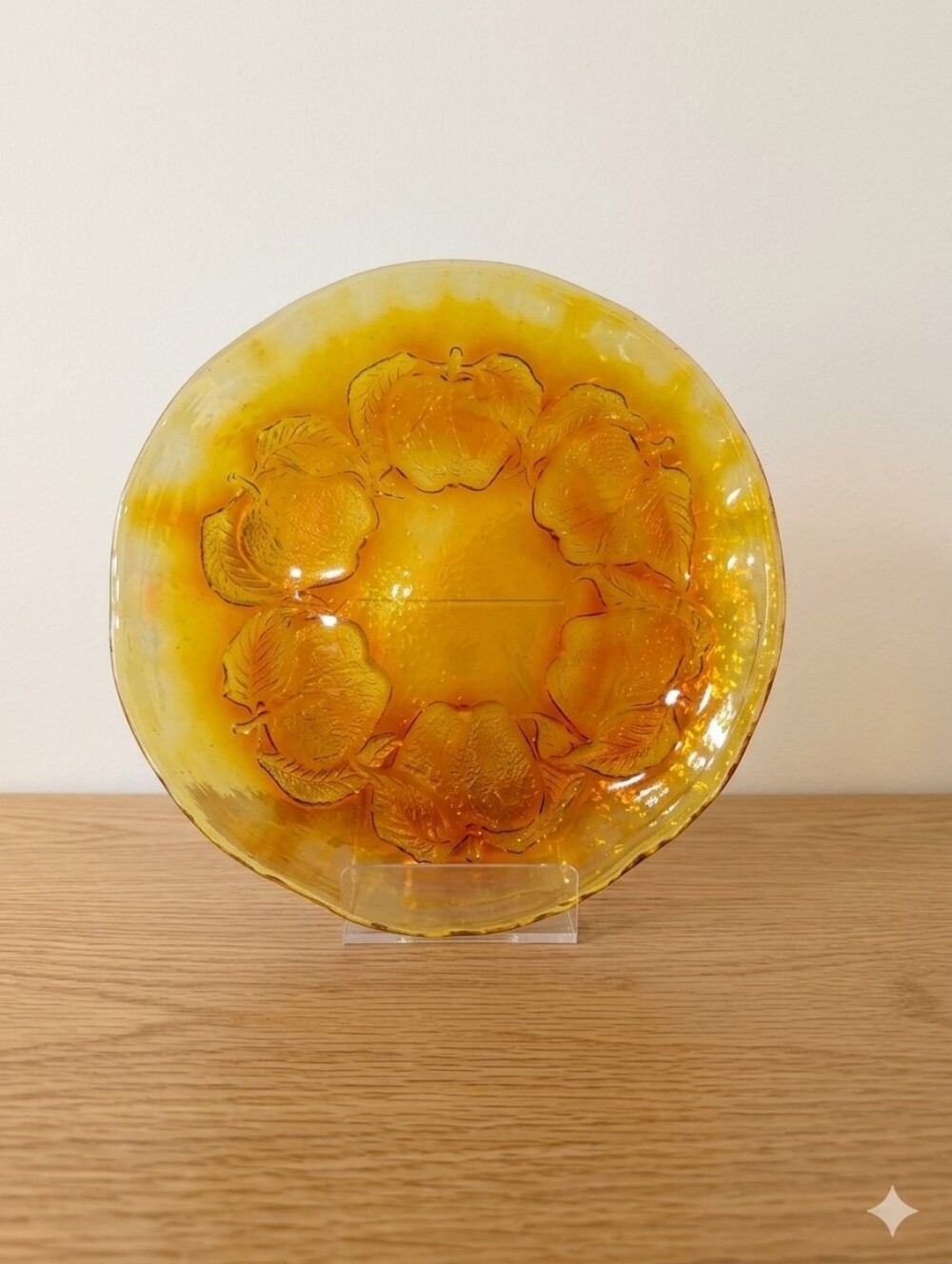 Amber Glass Floral Charger Plate